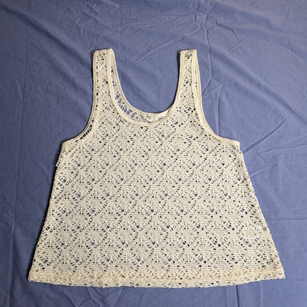 Aeropostale Women's XS Cream Crochet Lace Tank Top Boho Cottagecore Romantic